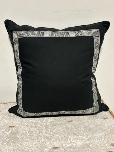 Black Euro Pillow with Geometric Trim