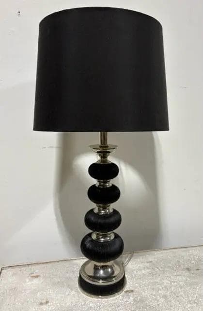 Black And Silver Lamp With Black Shade