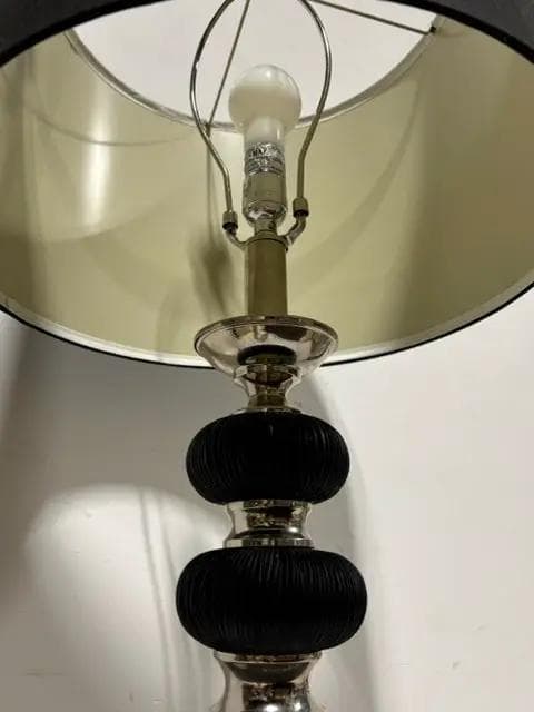 Black And Silver Lamp With Black Shade - Thumbnail 3