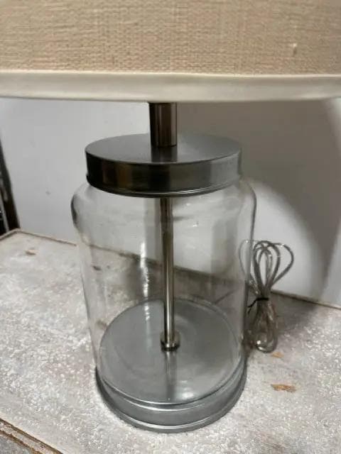 Fillable Glass Table Lamps with Linen Shade - Thumbnail 2