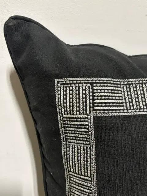 Black Euro Pillow with Geometric Trim - Thumbnail 2