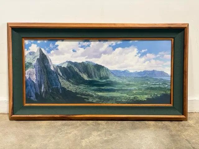 Nu'uanu Pali State Park Hawaii Framed Print Artwork in Koa Wood Frame