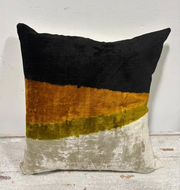 Nebula Decor Black, Orange, And Green Velvet Pillow