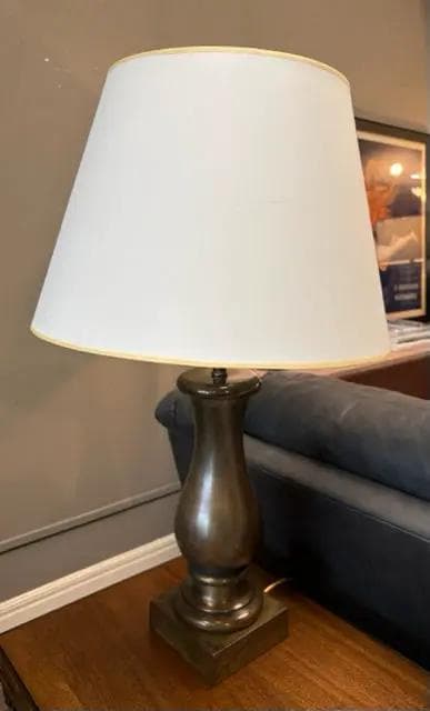 Heavy Antique Brass Base Table Lamp