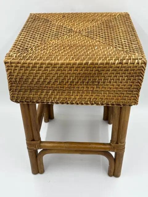 Bamboo And Rattan Vintage Small Accent Table - Thumbnail 2