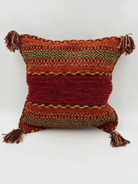 Red And Gold Tasseled Pillow