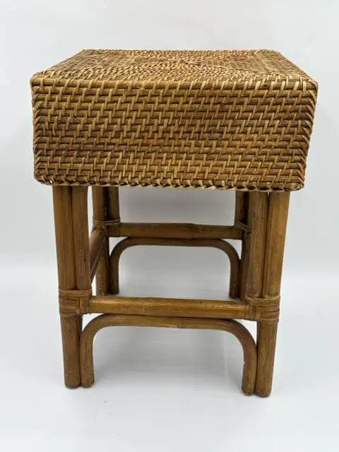 Bamboo And Rattan Vintage Small Accent Table