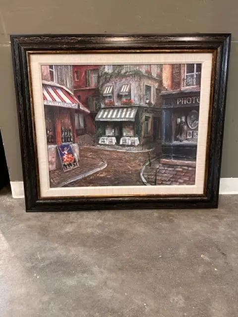 Brasserie Lengrand Street Scene in Dark Frame Wall Art