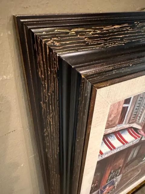 Brasserie Lengrand Street Scene in Dark Frame Wall Art - Thumbnail 2