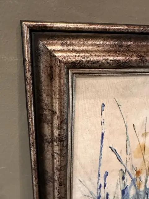 Indigo Floral II By Tim O'Toole In Distressed Silver Frame Wall Art - Thumbnail 2