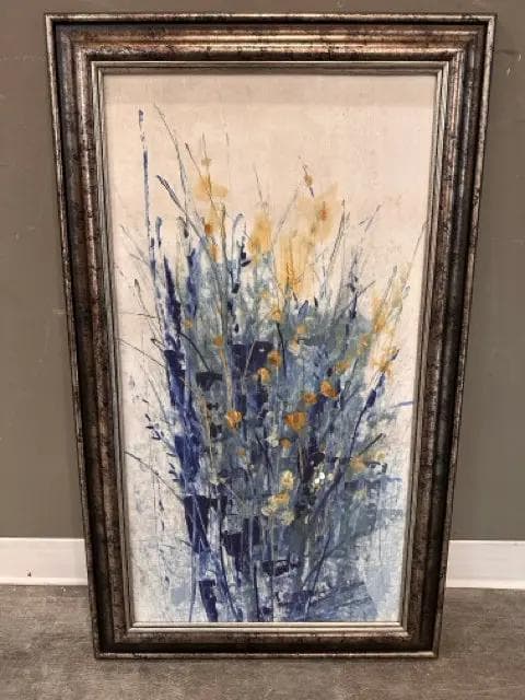 Indigo Floral II By Tim O'Toole In Distressed Silver Frame Wall Art