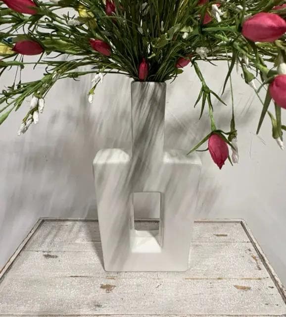 Z Gallerie Tall Rectangular White Ceramic Vase - Thumbnail 2