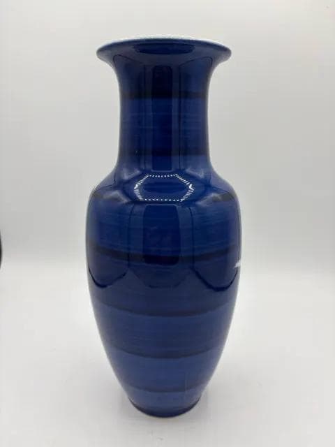 Blue And White Ceramic Japanese Bamboo Design Vase - Thumbnail 2