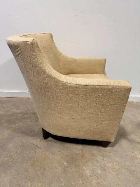 Beige Sloped Arm Living Room Chair with Ottoman - Thumbnail 3