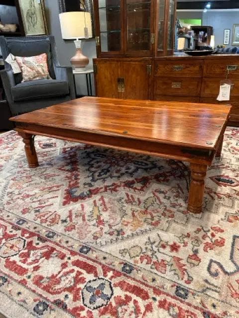 Rustic Wood Coffee Table With Metal Detail