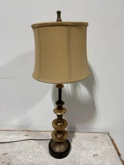Uttermost Gold Distressed Base Table Lamp with Tan Shade