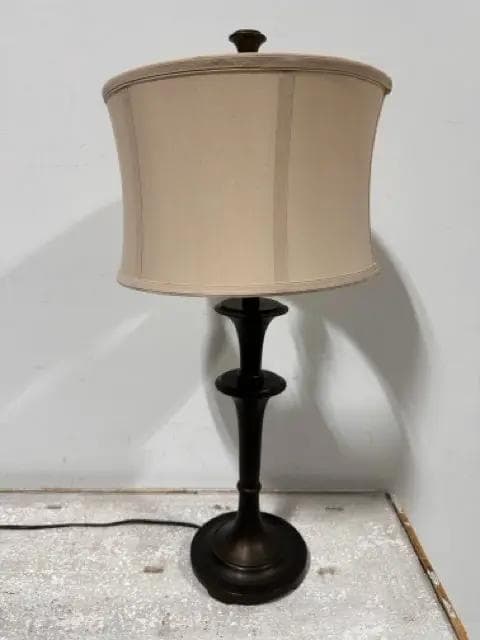 Uttermost Brazonia Bronze Base Table Lamp with Off White Shade