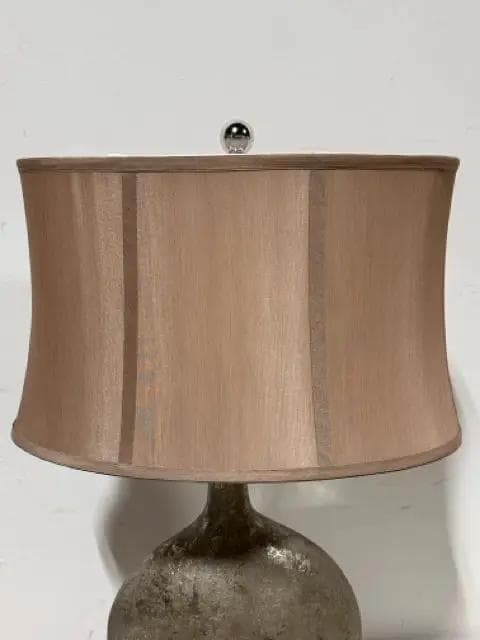 Uttermost Metallic Testured Base Table Lamp with Silk Shade & Lucite Base - Thumbnail 2