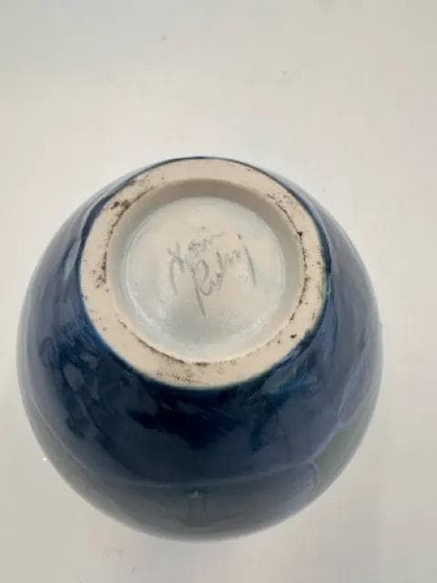 Blue Crystalline Vase By Louise Reding - Thumbnail 3