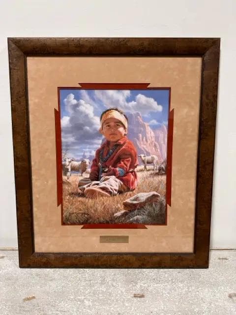 "Little Navajo Shepherd" Framed Print By Alfredo Rodriguez