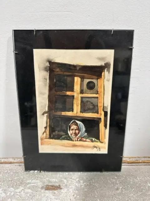 Turkish Woman In Window Watercolor Artwork