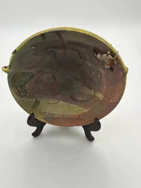 Raku Ceramic Bowl On Stand By Brian Somers - Thumbnail 2