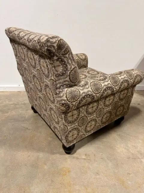 Tan And Cream Medallion Print Arm Chair - Thumbnail 2
