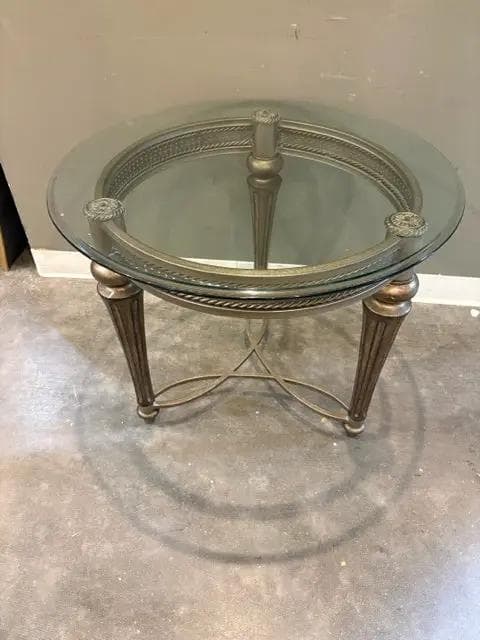 Decorative Metal Base With Glass Top Coffee Table - Thumbnail 2