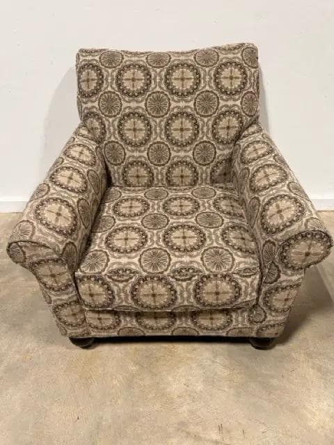 Tan And Cream Medallion Print Arm Chair