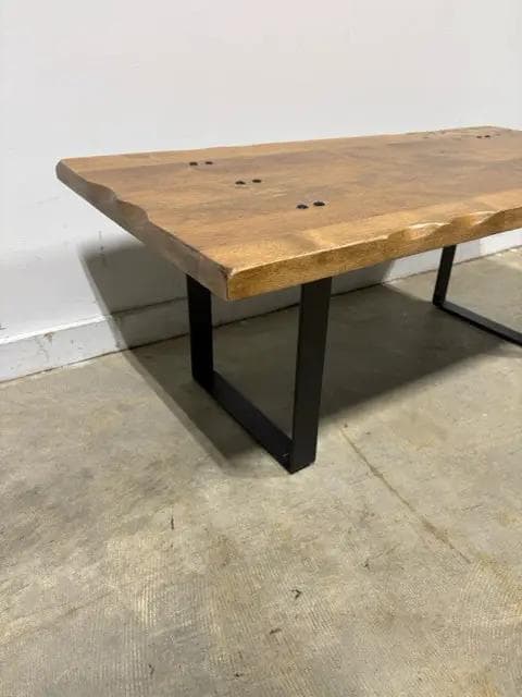 Hand Painted Wooden Coffee Table with Iron Legs - Thumbnail 3