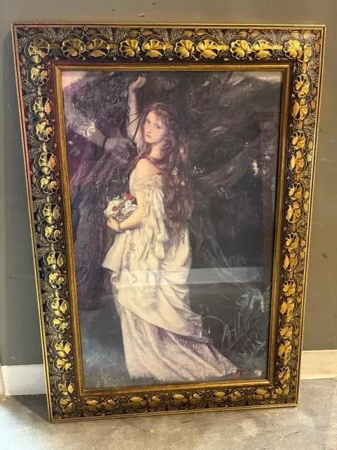 Ophelia by Arthur Hughes Print in Ornate Gold Frame