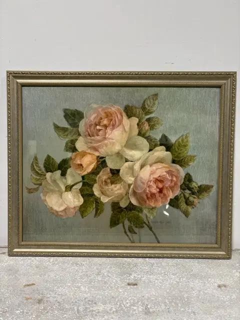 Antique Roses By Danhui Nai Print in Metallic Frame