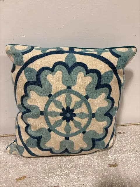 Multicolored Blue Floral Pillow