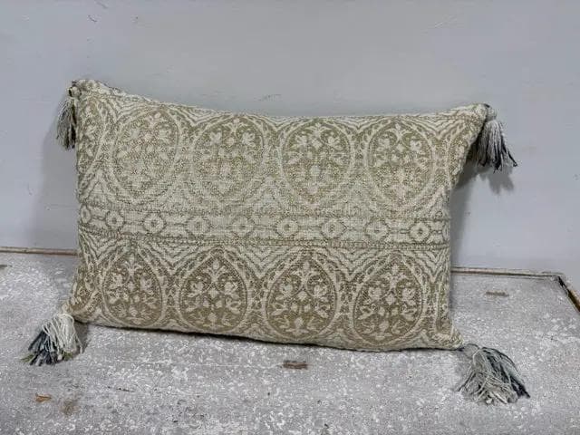 Domain Teal And Gold With Tassel Lumbar Pillow - Thumbnail 2