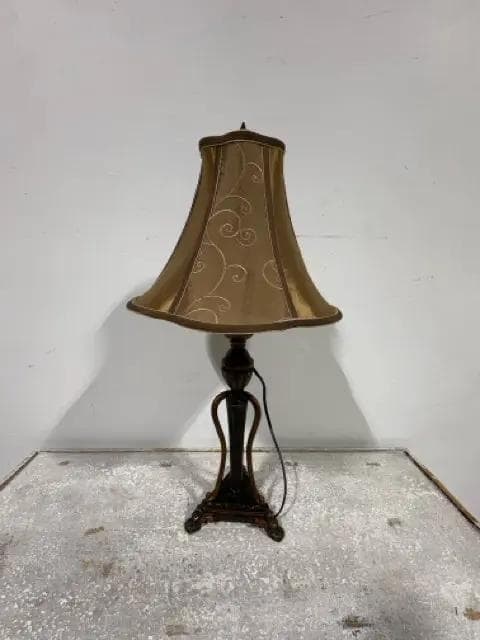 Brushed Bronze Table Lamp With Silk Shade