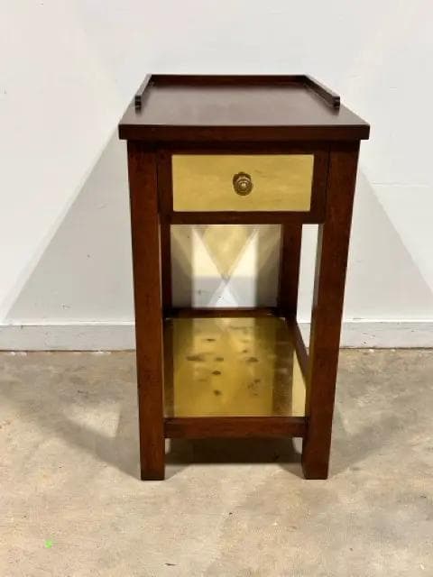 Wooden & Brass 1 Drawer End Table