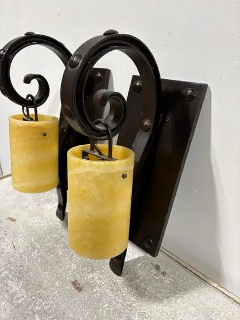 Set of 2 Iron And Soap Stone Sconces - Thumbnail 2