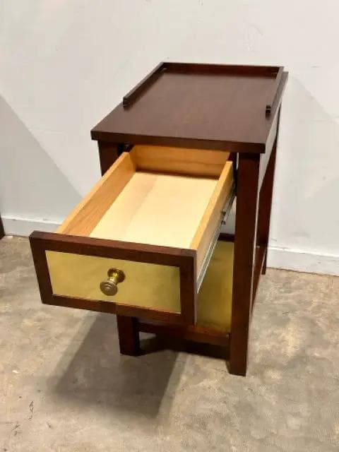 Wooden & Brass 1 Drawer End Table - Thumbnail 7