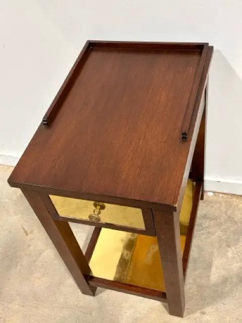 Wooden & Brass 1 Drawer End Table - Thumbnail 4