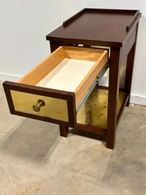 Wooden & Brass 1 Drawer End Table - Thumbnail 3