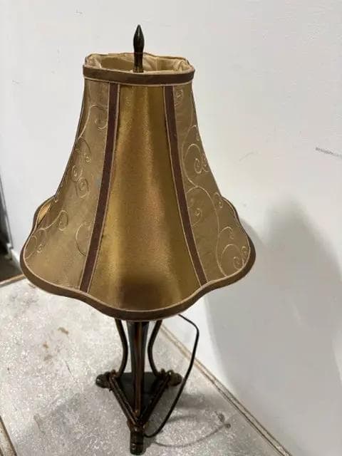 Brushed Bronze Table Lamp With Silk Shade - Thumbnail 2