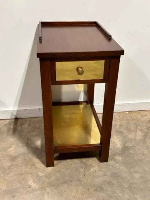 Wooden & Brass 1 Drawer End Table - Thumbnail 5