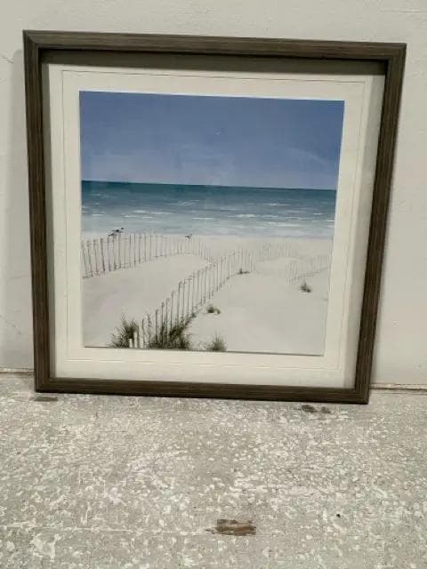 Beach Scene In Grey Frame Wall Art