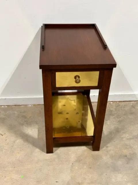 Wooden & Brass 1 Drawer End Table - Thumbnail 2