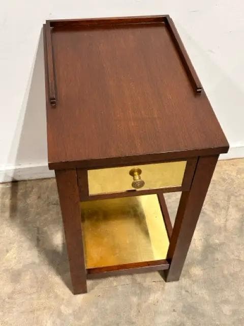 Wooden & Brass 1 Drawer End Table - Thumbnail 6