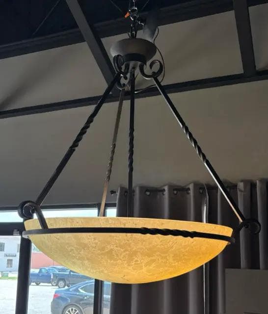 Iron And Soap Stone Chandelier