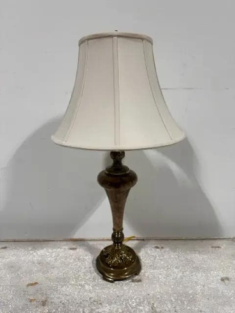 Table Lamp With Brass And Marble Urn Shaped Base