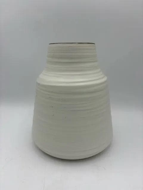 Ribbed White Distressed Vase