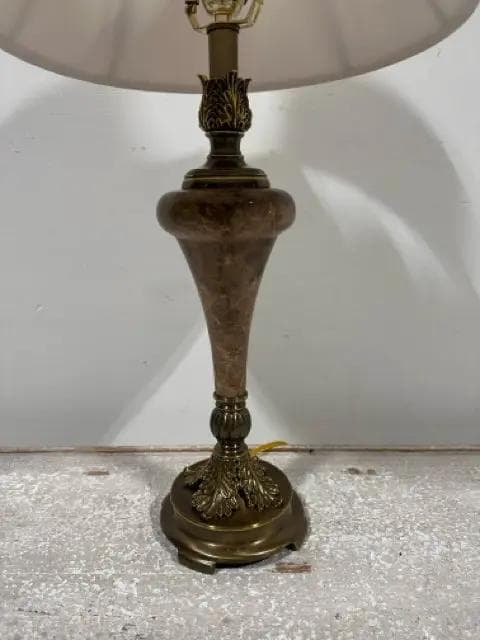 Table Lamp With Brass And Marble Urn Shaped Base - Thumbnail 2