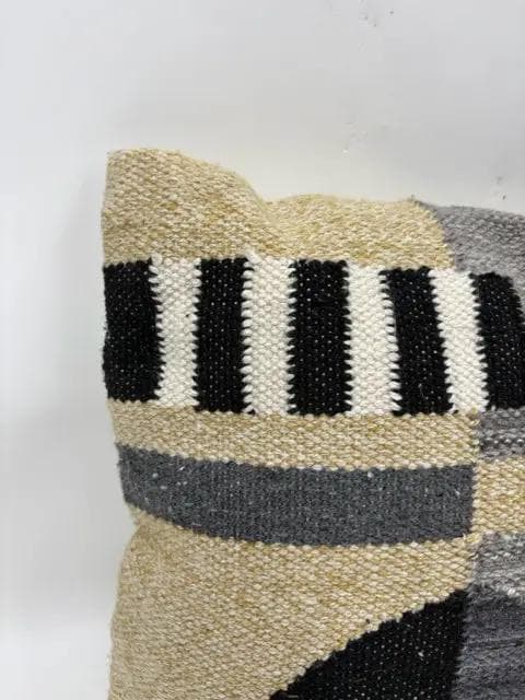 Tan, Black,And Grey Textured Pillow - Thumbnail 2